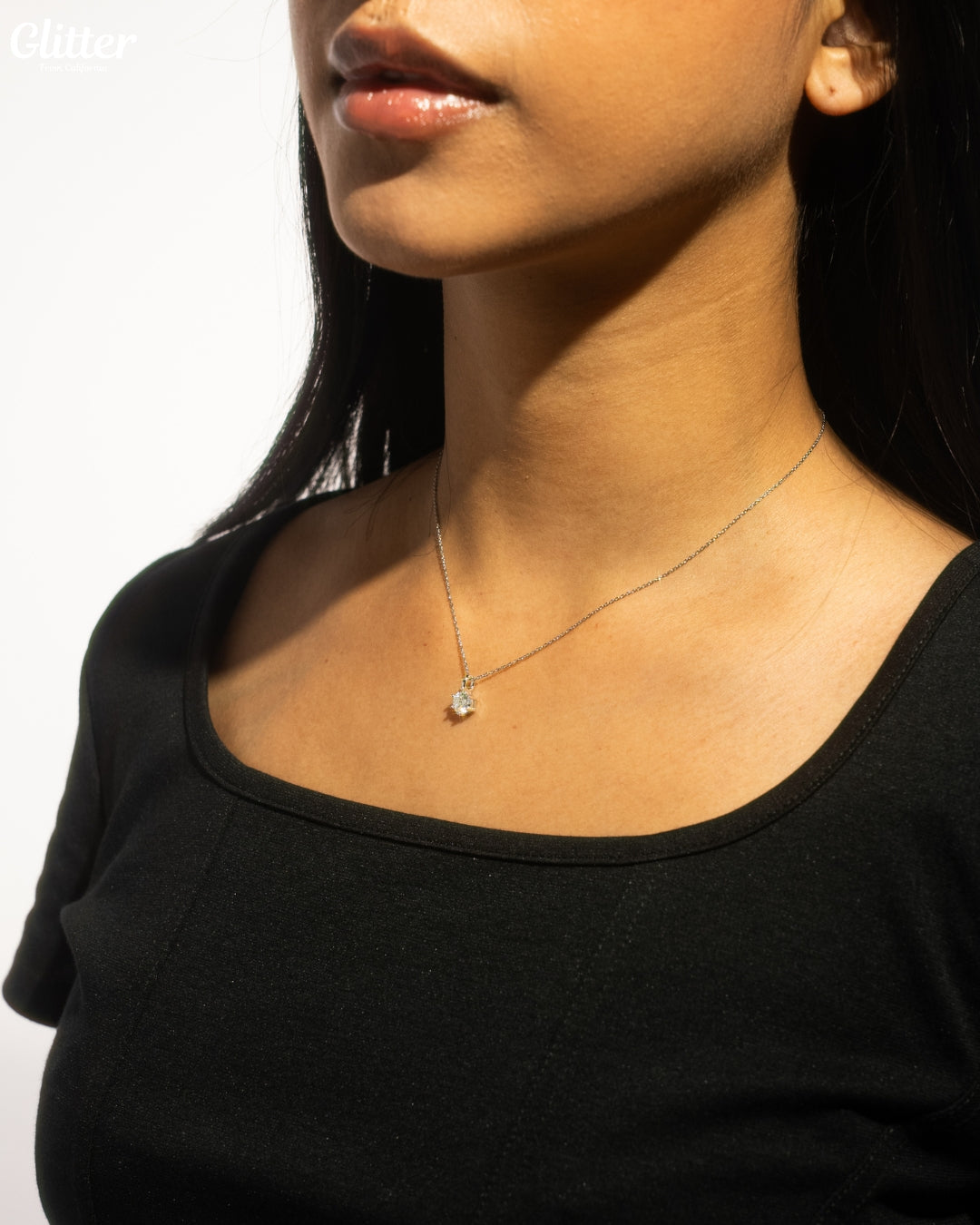6mm Moissanite Point Necklace【SILVER】