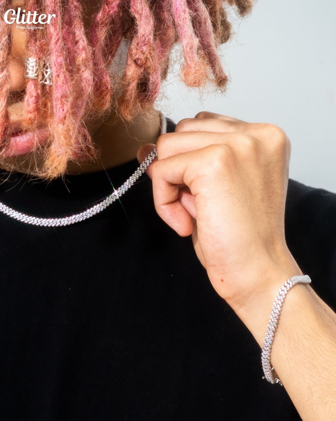 Iced Out Prong Cuban Chain Set 【5mm】