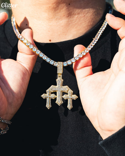 Iced Out Triple Cross Pendant 【GOLD /SILVER】