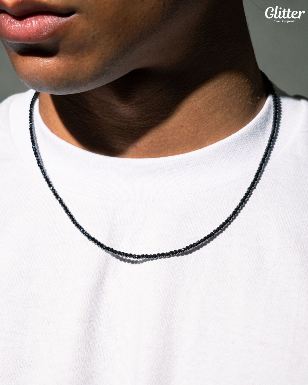 Glitter ブラックモアサナイトネックレス Black Moissanite Facet Cut Necklace【3mm】 – Glitter