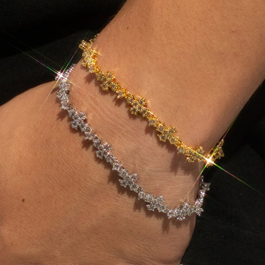 Iced Out Flared Cross Bracelet