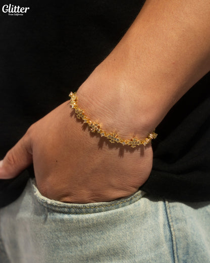Iced Out Flared Cross Bracelet