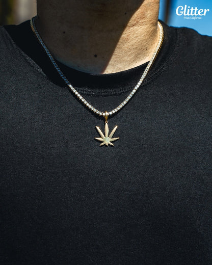 s925 Glitter Weed Pendant