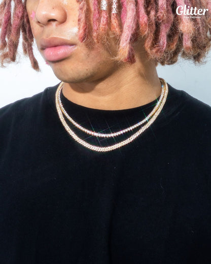 【3&5mm】Tennis Chain × Iced Out Prong Chain Set