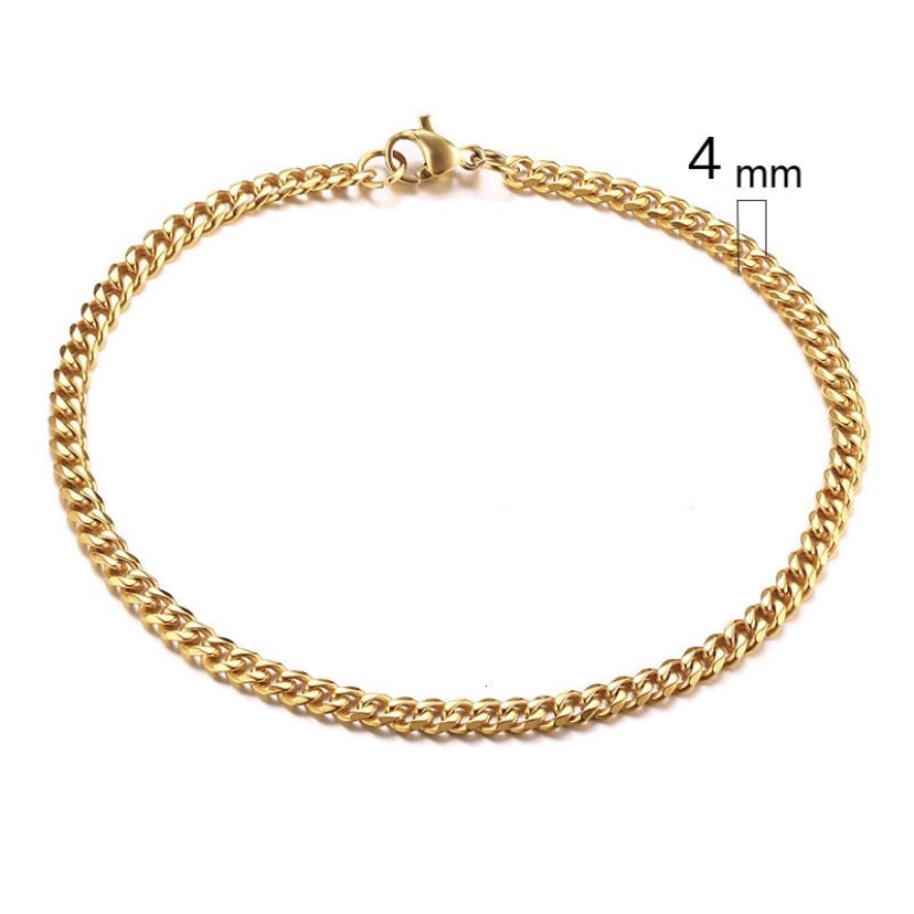 Miami Chain Link Bracelet 【4mm/GOLD】