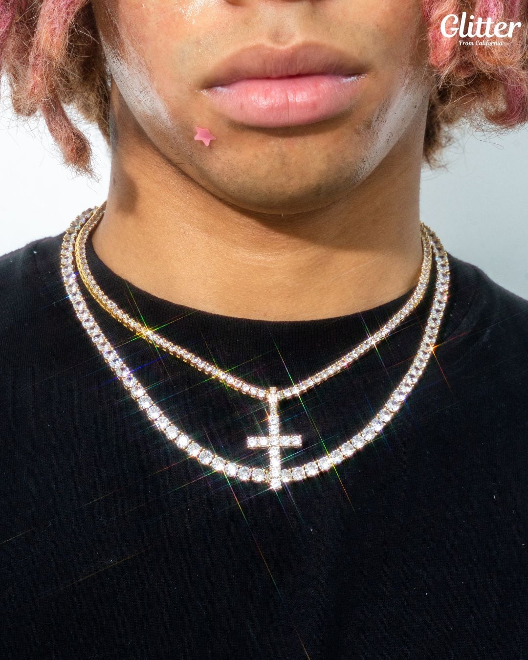 Tennis Chain × Iced Out Cross Set