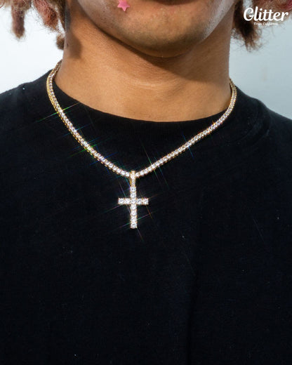Tennis Chain × Iced Out Cross Set