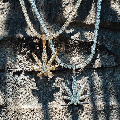 s925 Iced Out Weed Pendant