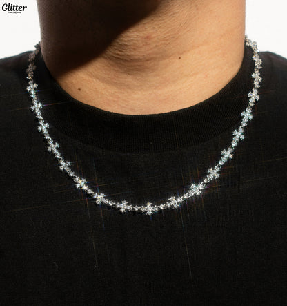 Iced Out Flared Cross Necklace