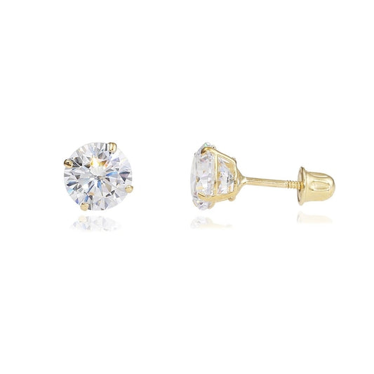 10K 10k Round Cut Stud Earrings