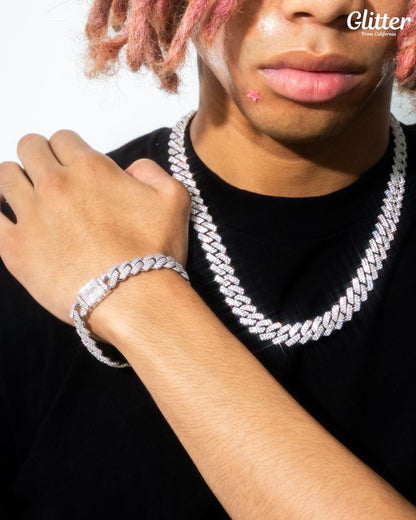 Iced Out Prong Cuban Chain Set 【14mm】