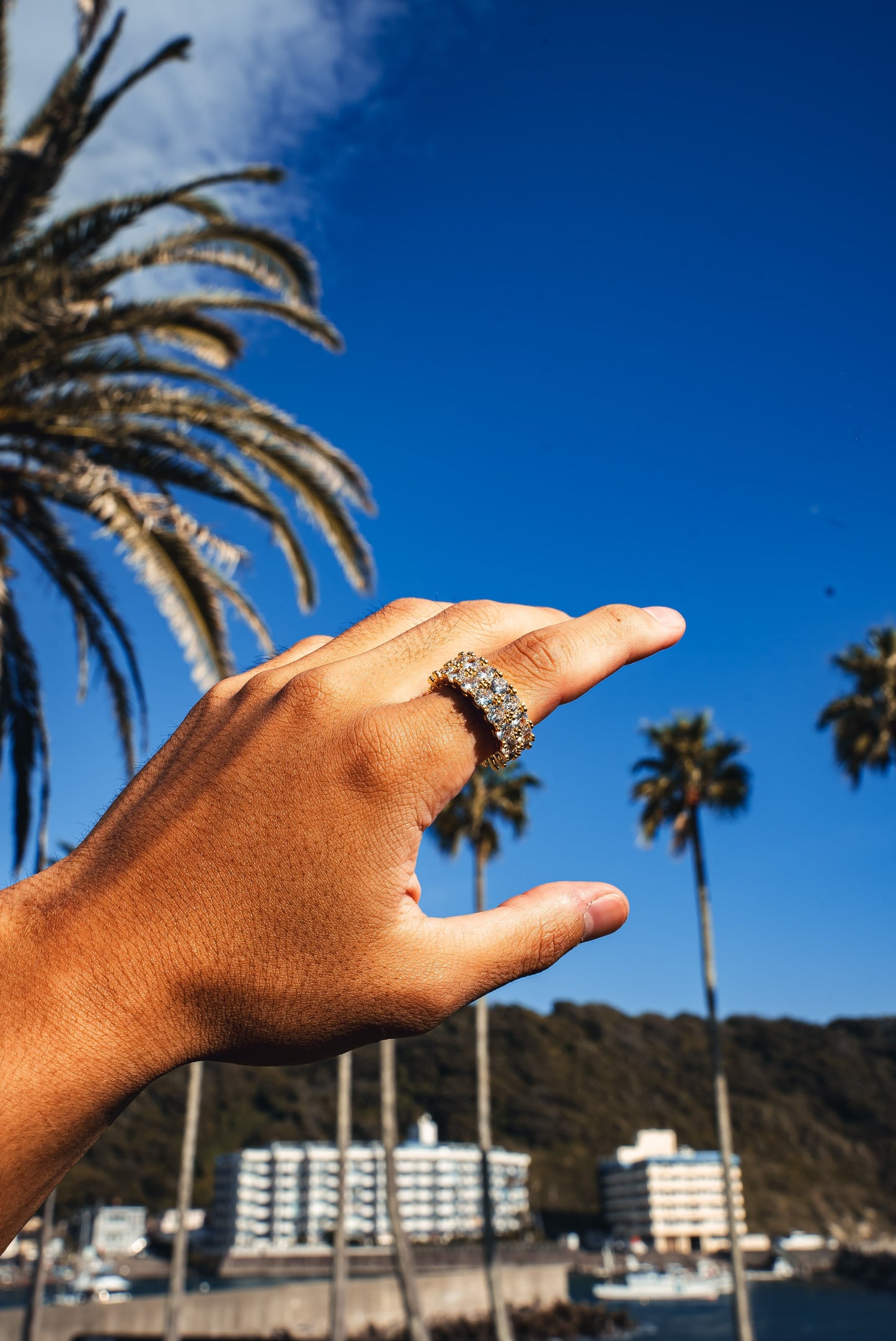 Double Layer Diamond Band Ring 【GOLD】