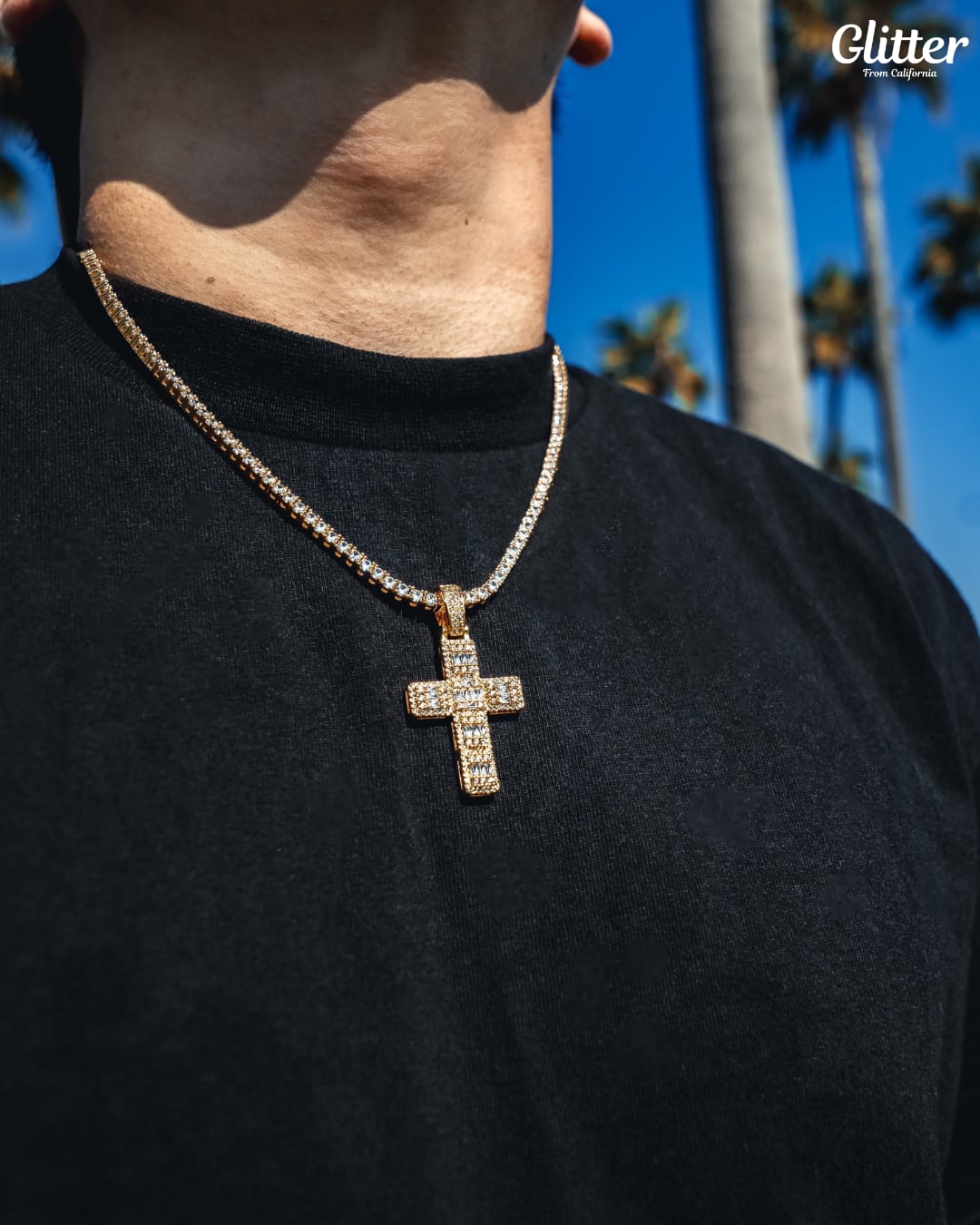 Iced Out Squared Cross Pendant 【GOLD /SILVER】