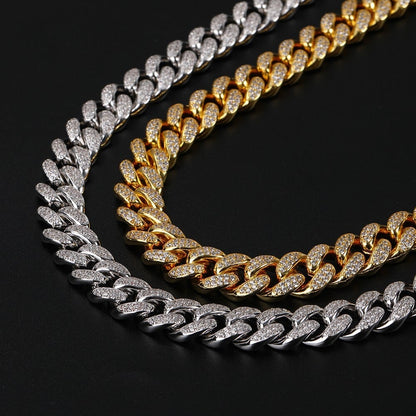 Iced Out Cuban Link Necklace 【12mm / SILVER】