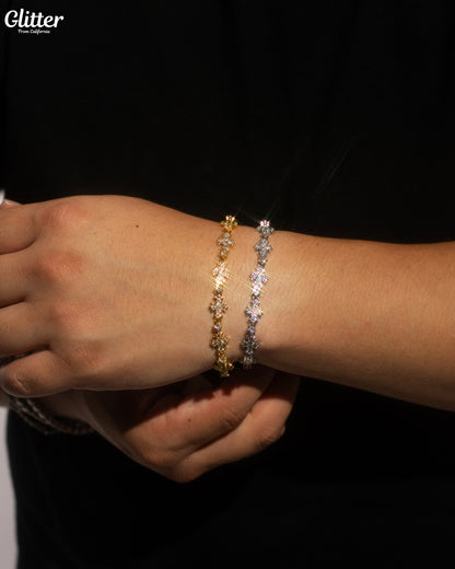 Iced Out Flared Cross Bracelet