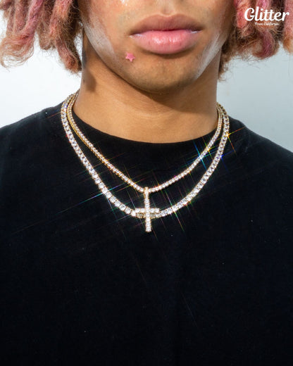 Iced Out Cross Tennis Chain Necklace