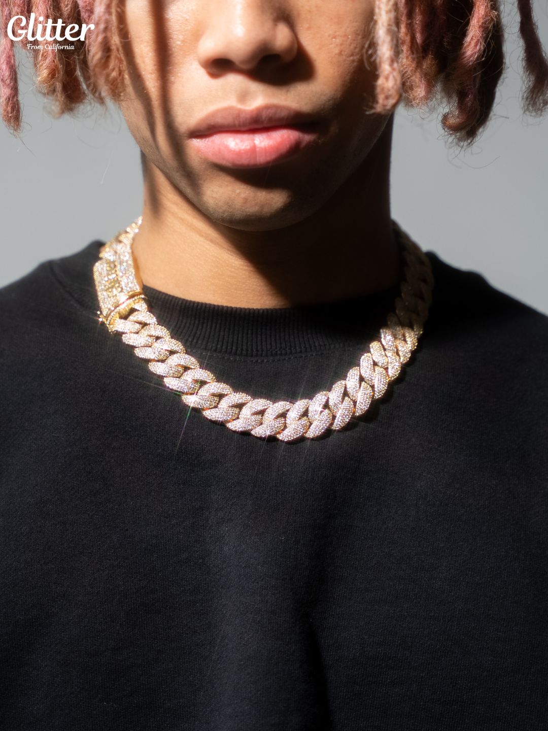 ￼⭐︎最終値引き⭐︎glitter Iced Out Chain ゴールド Iced Out Cuban Chain Necklace 【22mm】 – Glitter