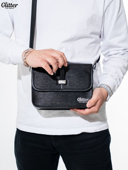 글리터 메신저 가죽 가방
