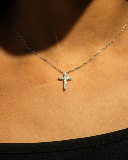 Iced Out Tiny Cross Necklace 【Gold / Silver】