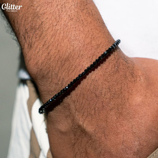 Black Moissanite Facet Cut Bracelet/Anklet【3mm】