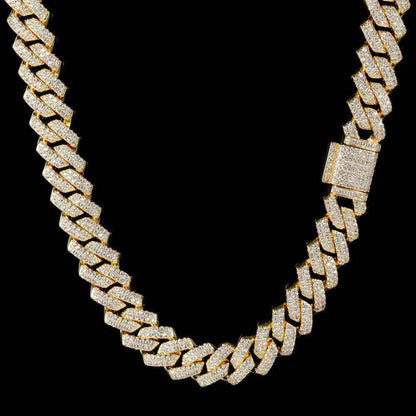 18kgp Iced Out Prong Chain Necklace 【14mm / GOLD】