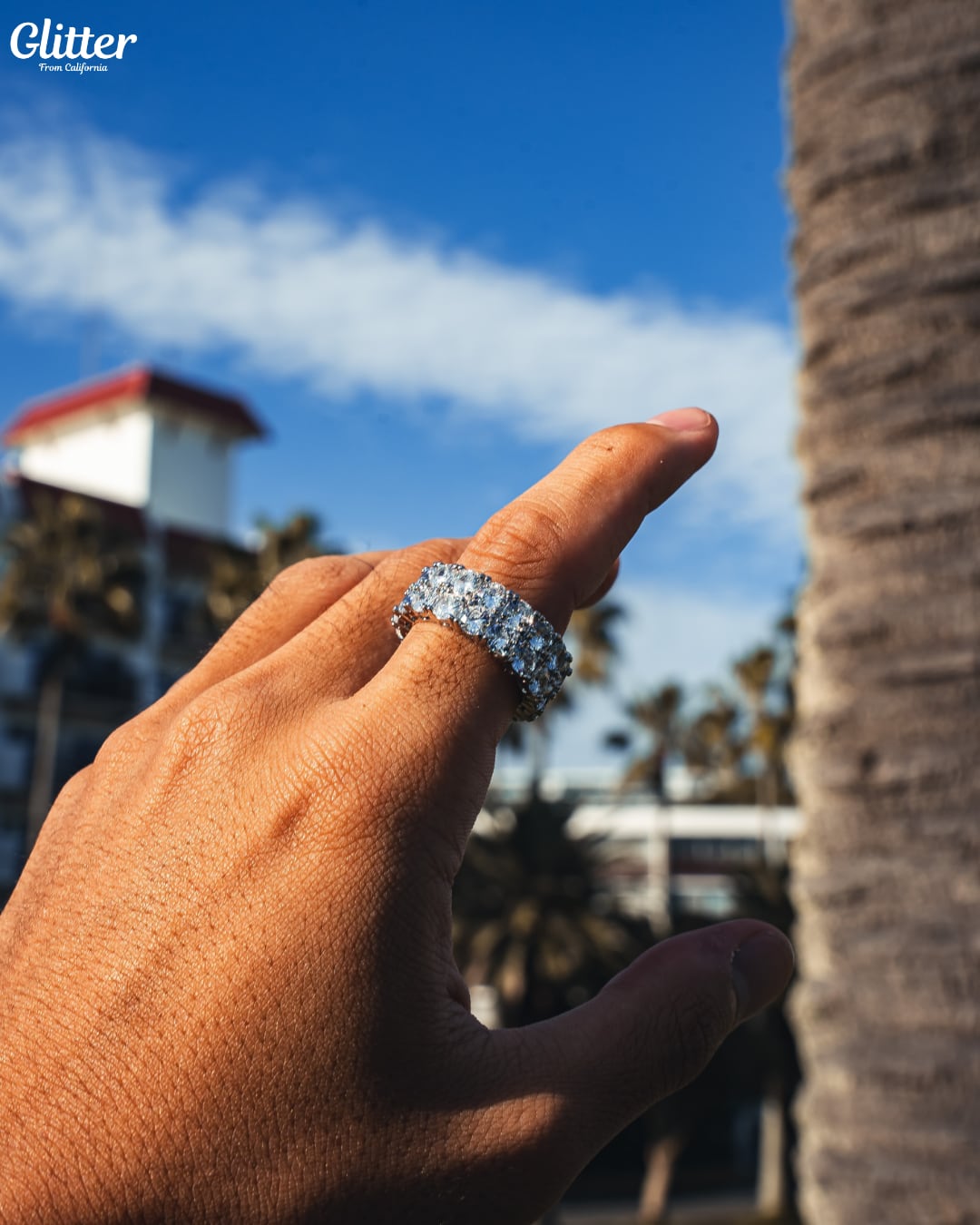 Double Layer Diamond Band Ring 【SILVER】