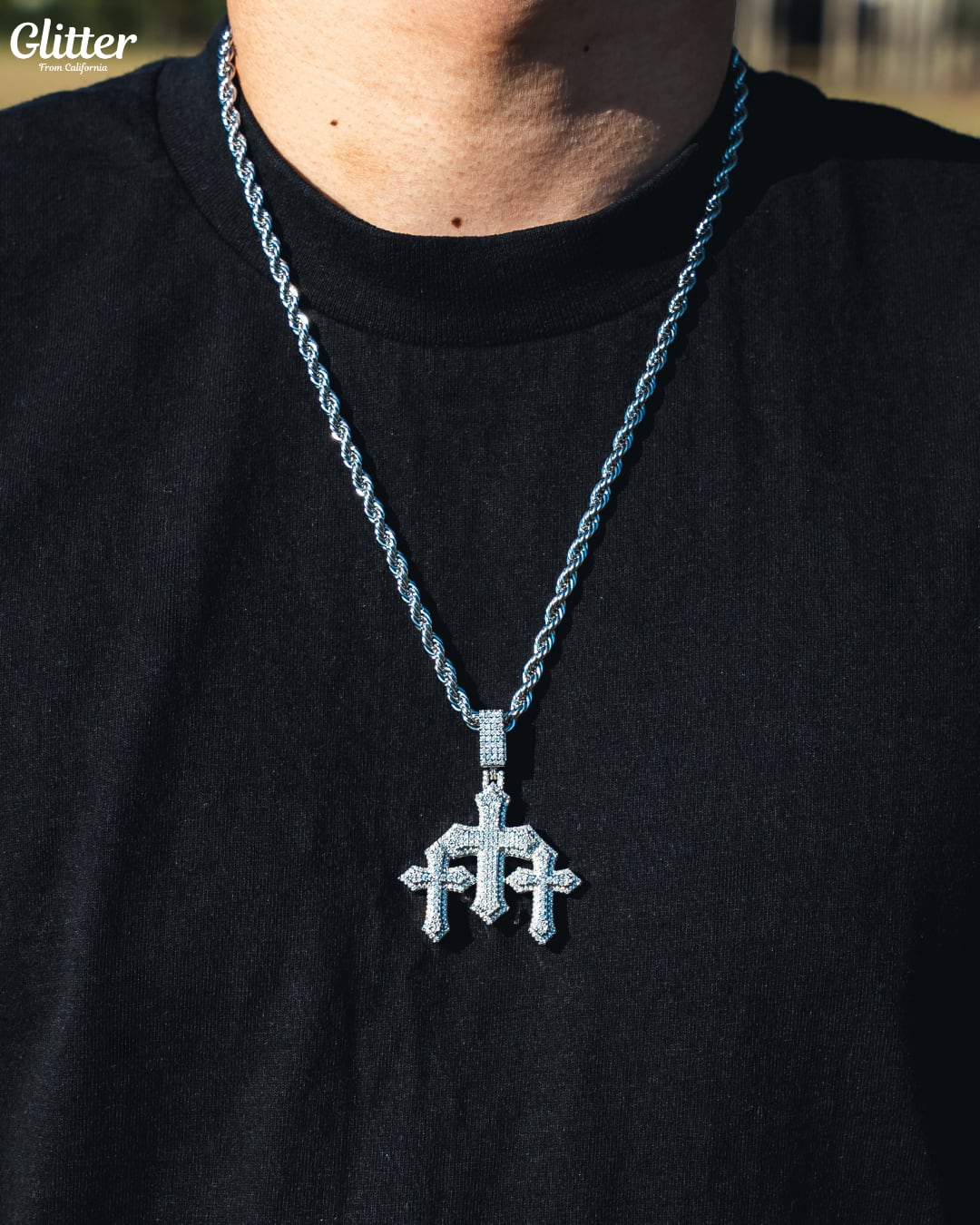 Iced Out Triple Cross Pendant 【GOLD /SILVER】