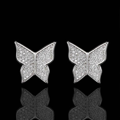 Iced Out Butterfly Earrings 【SILVER】