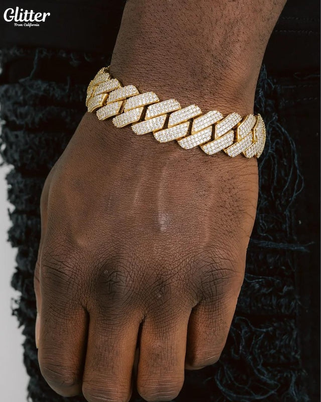 s925 Iced Out Prong Chain Bracelet 【19mm】