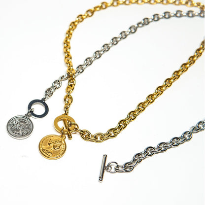 316L Coin Pendant Necklace 【SILVER】