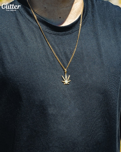 s925 Glitter Weed Pendant