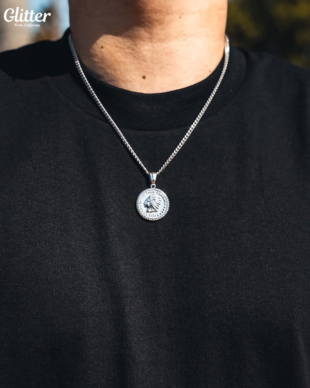 s925 Glitter Indian Coin Pendant