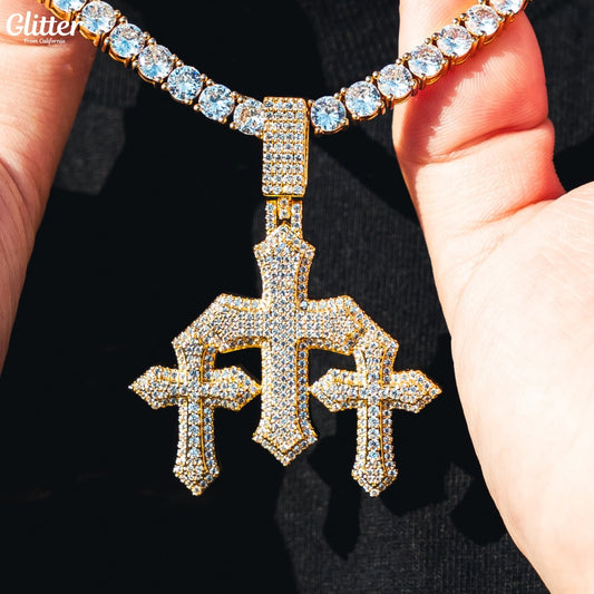 Iced Out Triple Cross Pendant 【GOLD /SILVER】