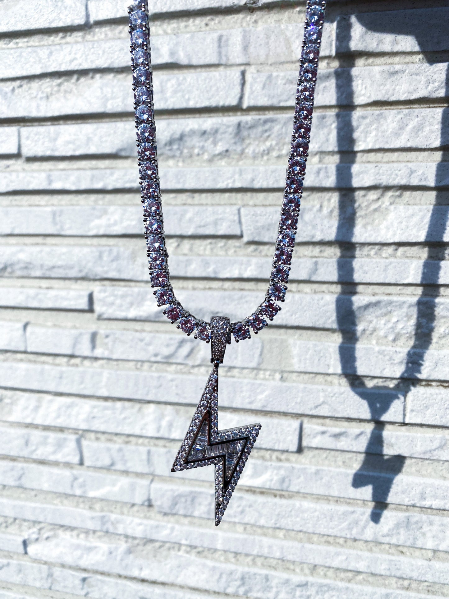 Baguette Diamond Lightning Necklace 【GOLD/SILVER】