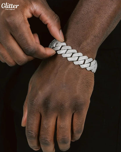 s925 Iced Out Prong Chain Bracelet 【19mm】