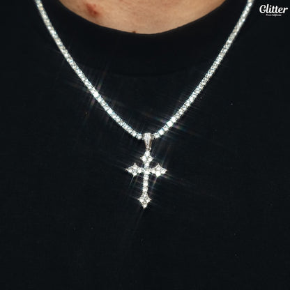 s925 Iced Out Celtic Cross Necklace