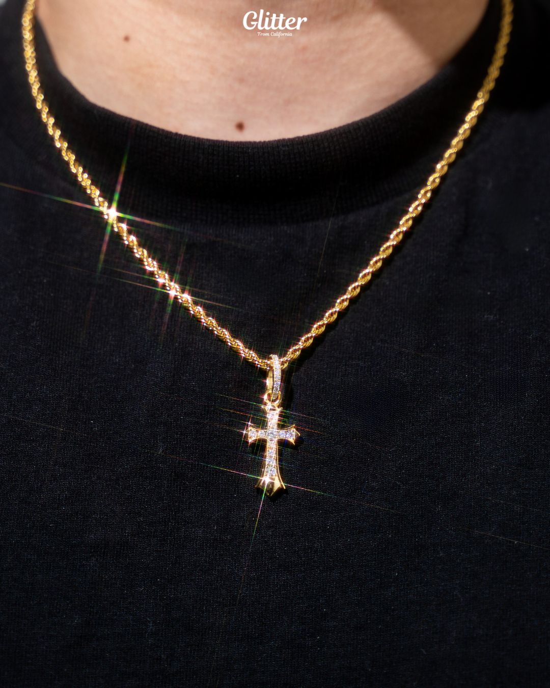 s925 Solid Cross Pendant – Glitter