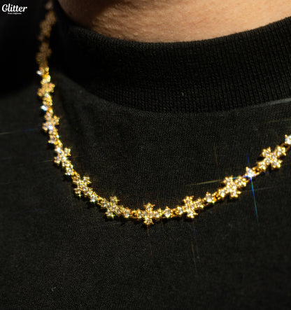 Iced Out Flared Cross Necklace