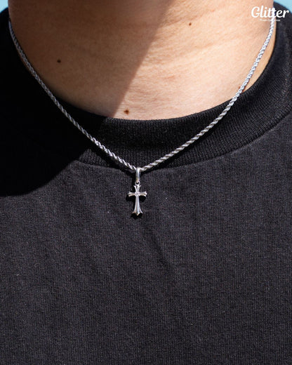 s925 Diamond Solid Cross Pendant