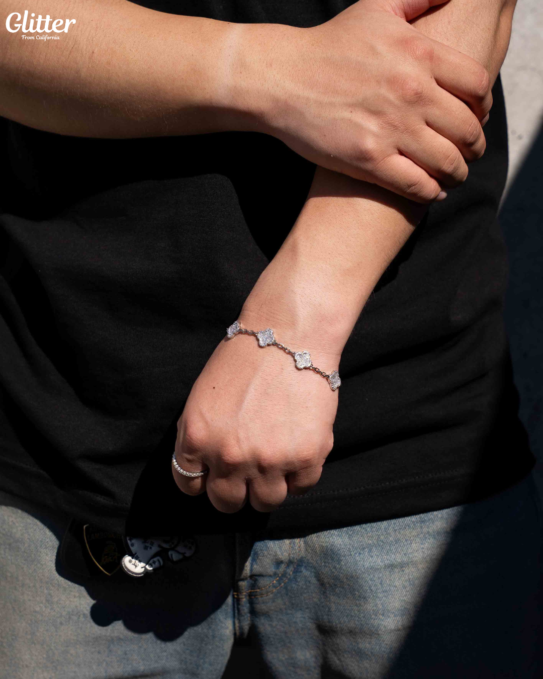 925 Iced Out Motif Chain Bracelet