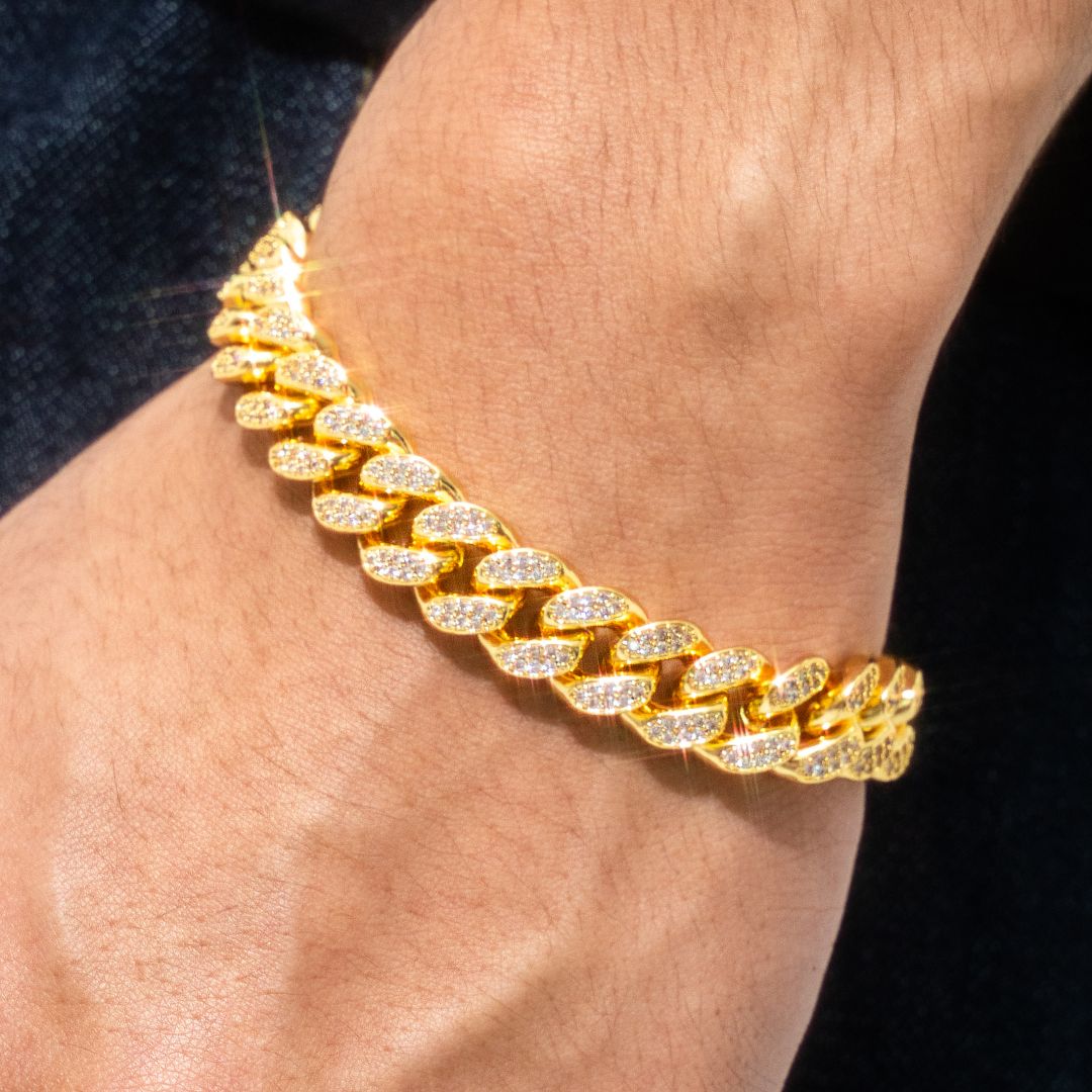 Iced Out Cuban Link Bracelet 【12mm / GOLD】