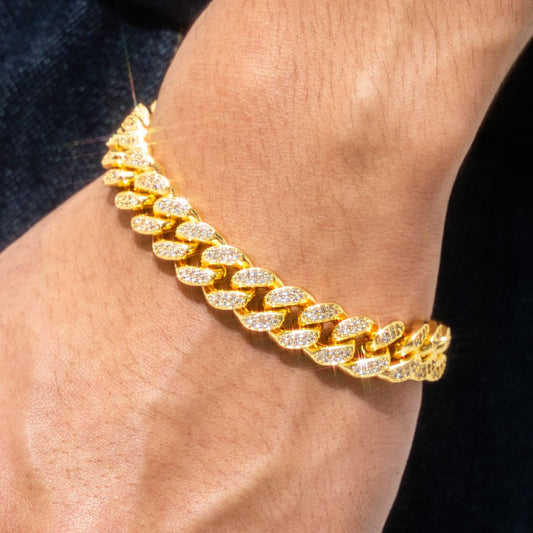 Iced Out Cuban Link Bracelet 【12mm / GOLD】