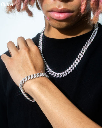 Iced Out Cuban Link Necklace 【12mm / SILVER】