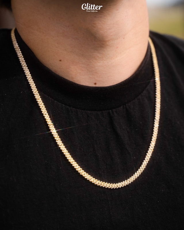 s925 Iced Out Prong Chain 【5mm】