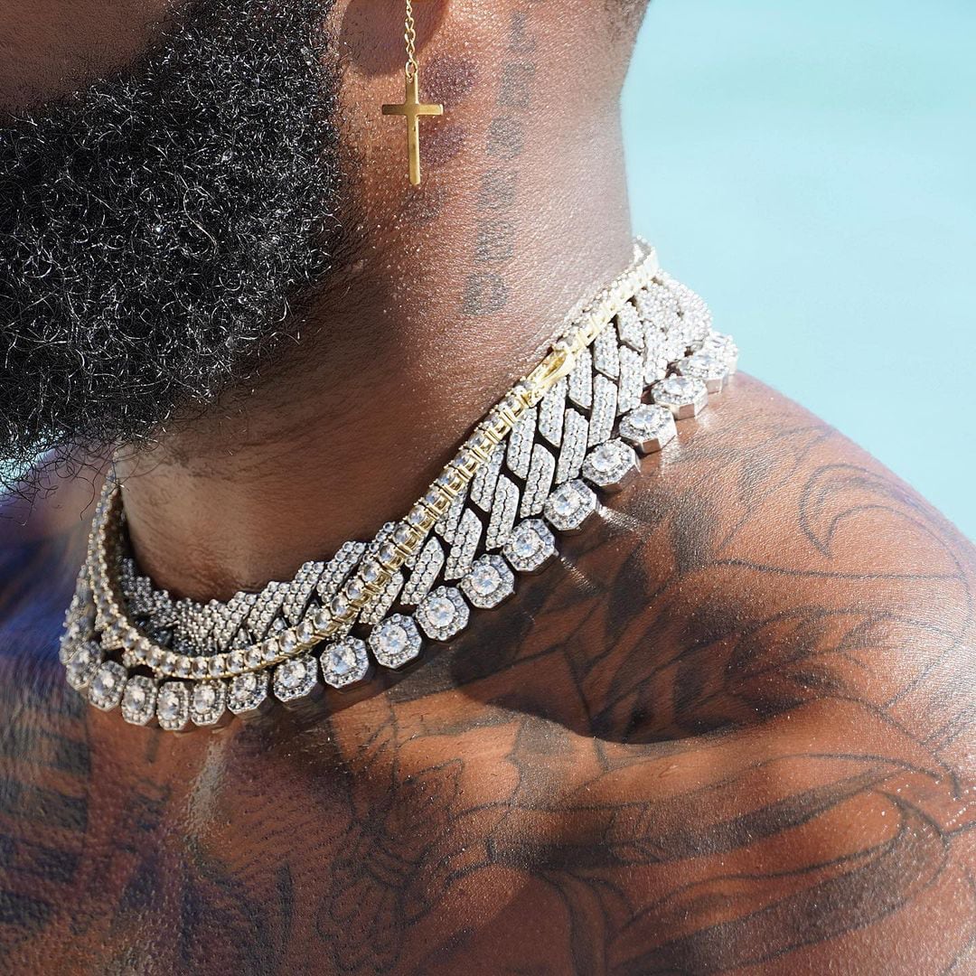 Iced Out Prong Chain Necklace 【19mm】 – Glitter Iced Out Prong Chain Necklace 【19mm】 – Glitter