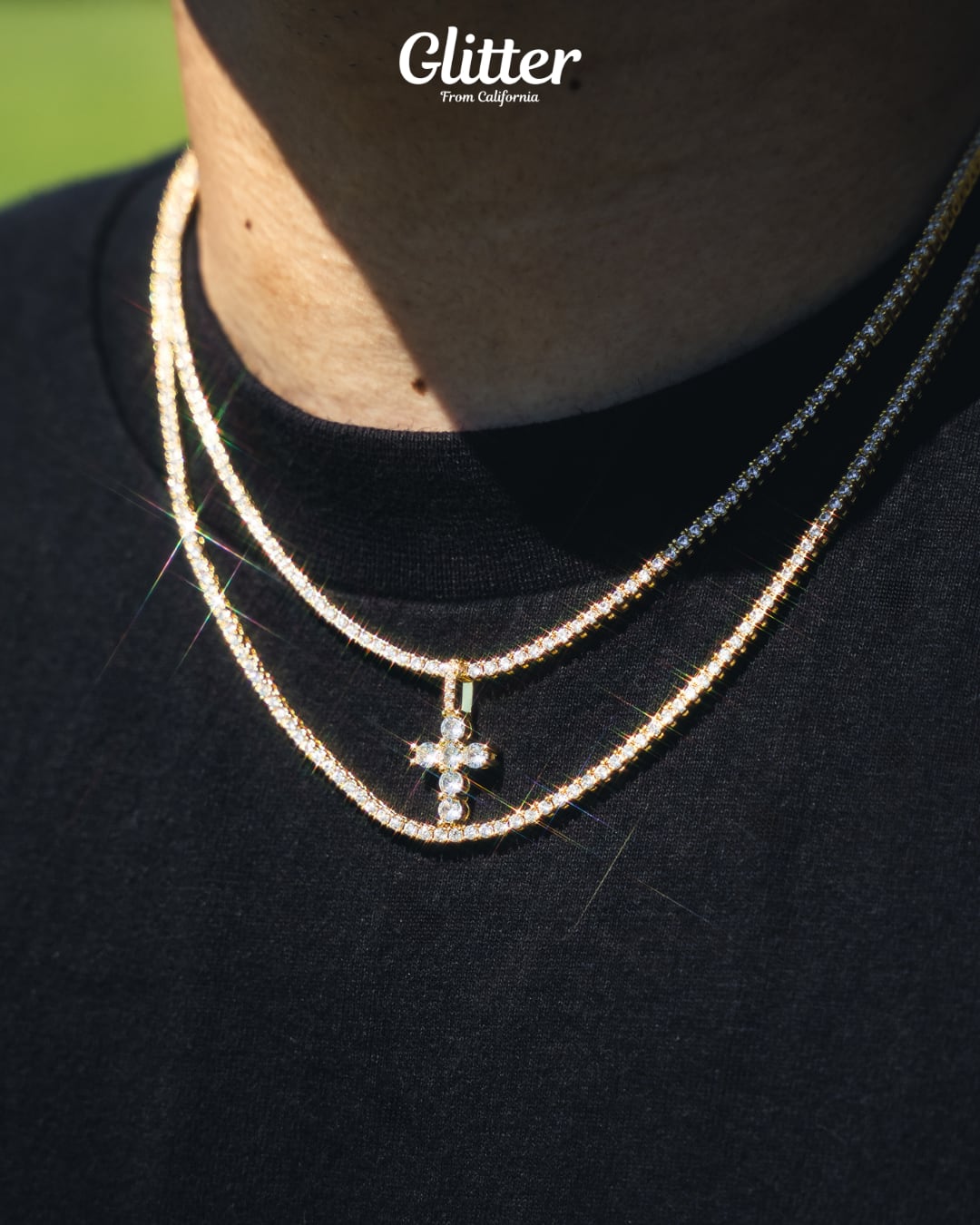 s925 Micro Diamond Cross Pendant【Gold / Silver】