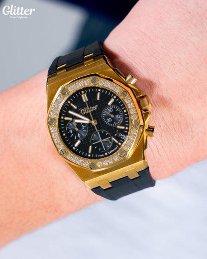 Iced Bezel California Rubber Watch 【GOLD】
