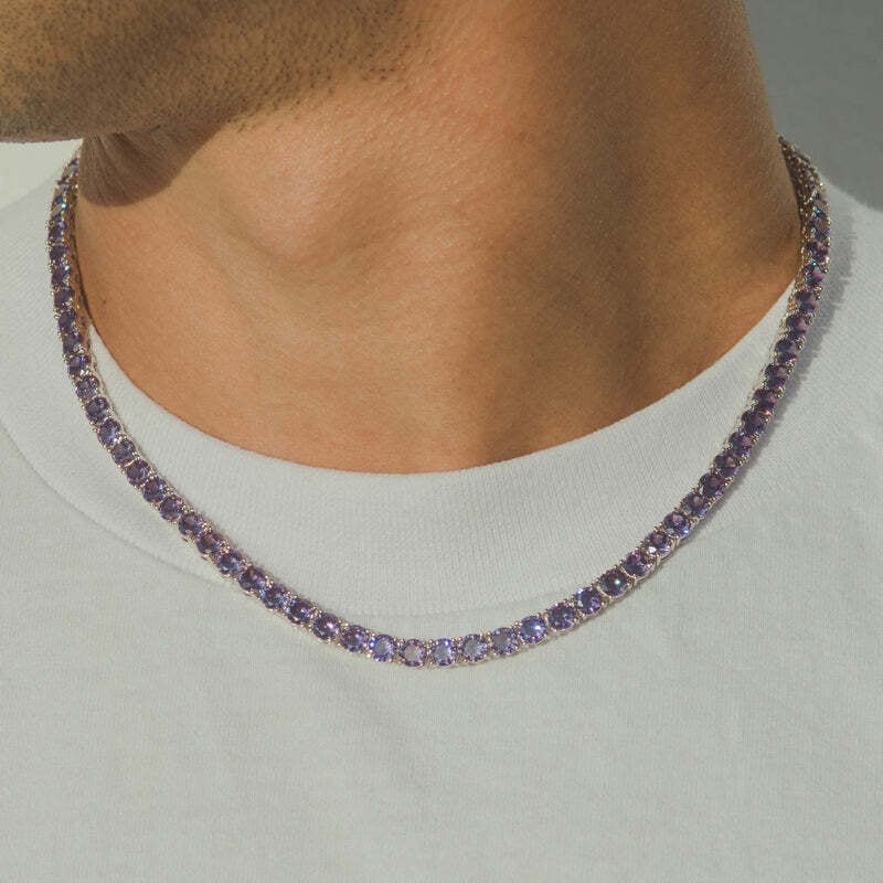 4MM CZ Tennis Necklaces .925 Sterling Silver Length 