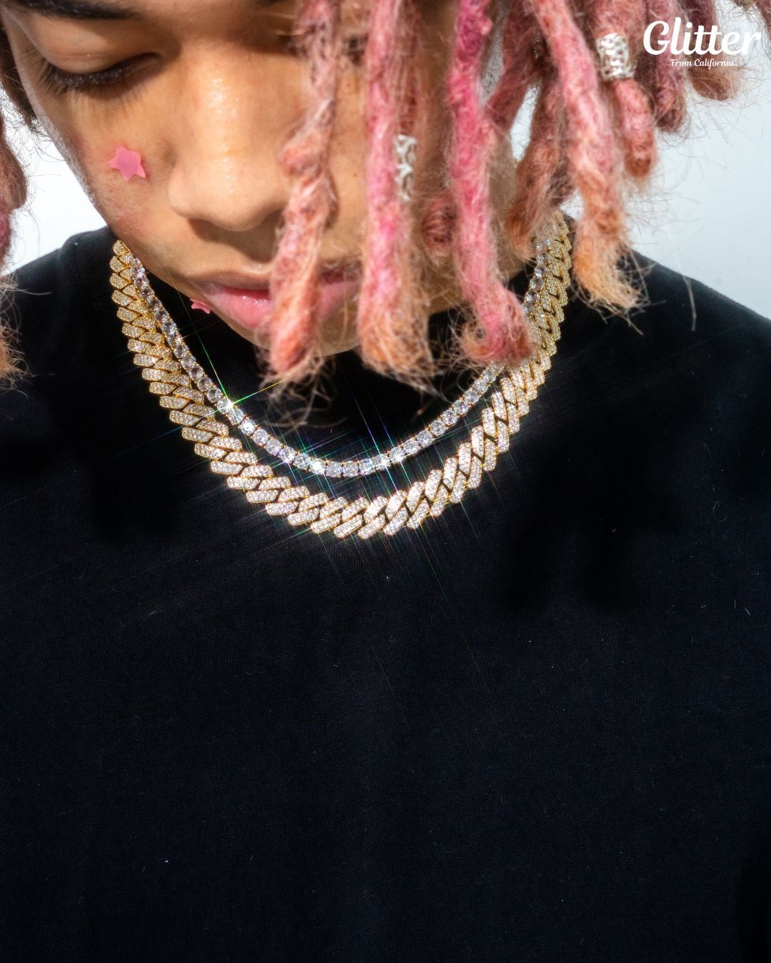 Tennis Chain × Iced Out Prong Chain Set 【5&14mm】