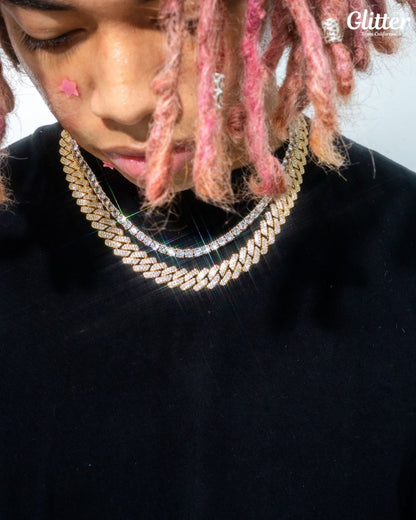 Tennis Chain × Iced Out Prong Chain Set 【5&14mm】